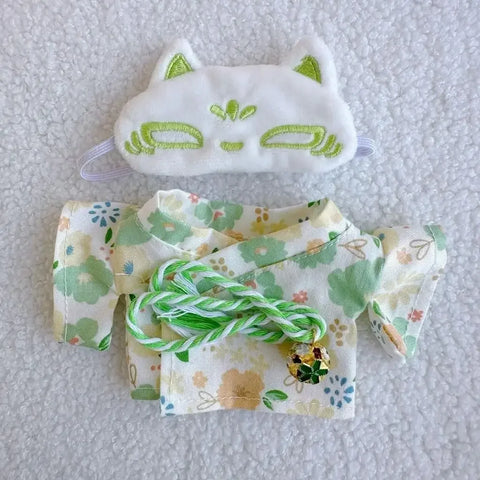 For 15/17cm Labubu Doll Summer Fresh Style Japan Kimono Set Gentle Light Color Clothes Doll Accessories
