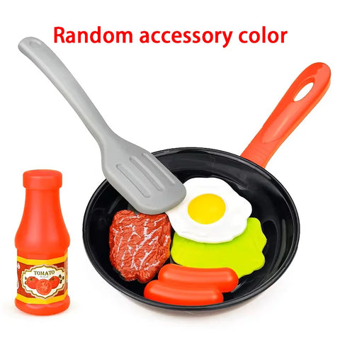 8PCS Children Kitchen Food Toys Simulation Cookware Game Set Pretend Play Pot Steak Vegetable Bread Hot Dog Omelette Kids Gift