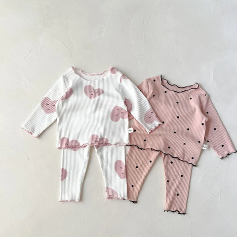 MILANCEL 2025 Spring Baby Pajama Set Dot Print Infant Girls Sleeper Wear Toddler Girls Indoor Clothes Suit