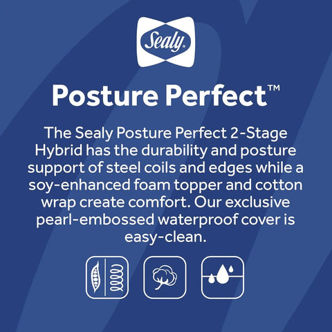 Posture Perfect 2-Stage Waterproof Baby Crib Mattress and Toddler Bed Mattress Hybrid Memory Foam & 150 Premium Coils