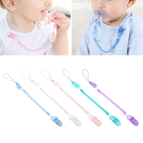 Spring Pacifier Chain For Universal Pacifier To Prevent Falling Anti Drop With Plastic Clip For Clothes Soother Chains