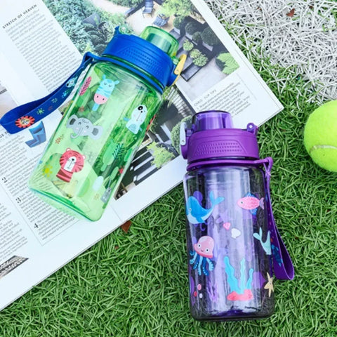 600ML Children's Water Bottle for Summer Student Drinking Bottle Plastic Sports Water Bottle Portable Anti-fall and Leak Proof