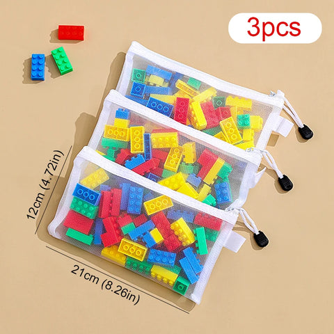 Children's puzzle building block toy storage classification bag transparent zipper mesh bag Storage Tools Cosmetic Organization