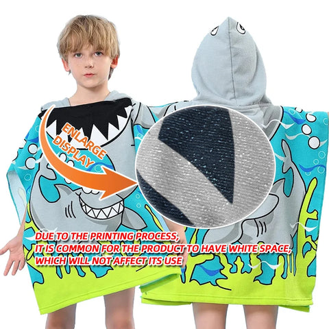 1pc Cute Bath Cartoon Animals Hooded Beach Towel Soft Microfiber For Kids Toddlers Pool Poncho