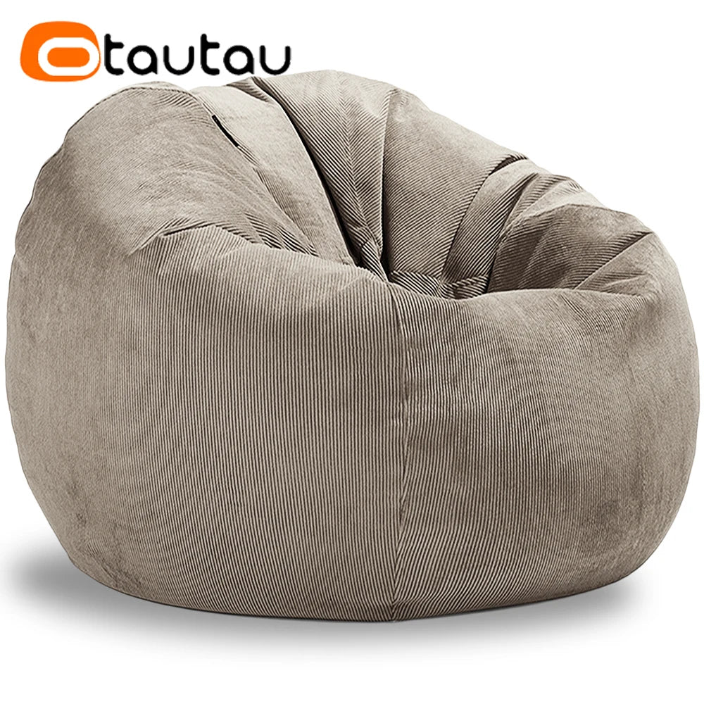 OTAUTAU Adults Children Corduroy Bean Bag Cover Without Filler Beanbag Pouf Chair Puff Salon Corner Seat Game Movie Sac DD005