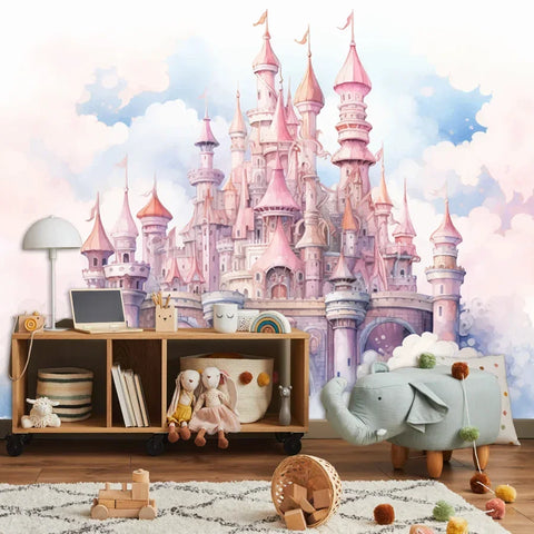 Custom Wall Papers Home Decor Peel and Stick Wallpaper Wallpapers for Child Bedroom Decoration Kids Nursery Castle Floral Murals