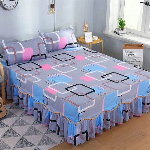 3pcs Bedding Bed Skirt With 2pcs Pillowcases Wedding Bedspread Bed Sheet Mattress Cover Full Twin Queen King Size Bedsheets