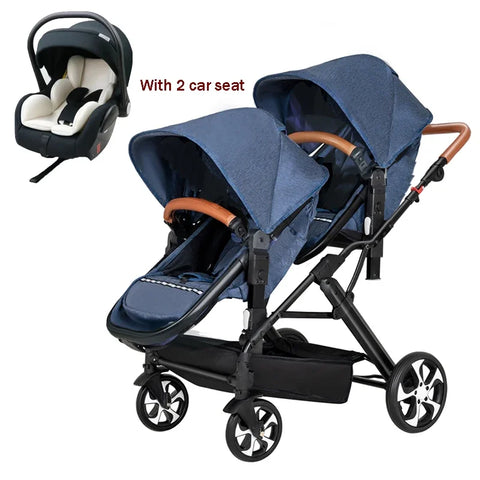 2025 NEW Twin stroller New 2 in 1 baby trolley baby carriage with car seat Baby stroller for two children Foldable Lightweight