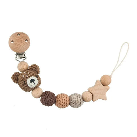 Baby Pacifier Clip Crochet Children's Pacifier Chain Baby Teething Glue Diy Cartoon Animal Pacifier Chain Proof Stroller Pendant