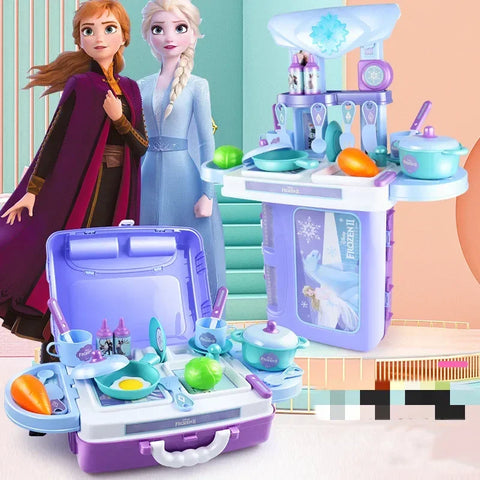 [Disney] 3 in1 Frozen suitcase Makeup Playset Simulated kitchen set play kitchen play house set kids toys for girl birthday gift