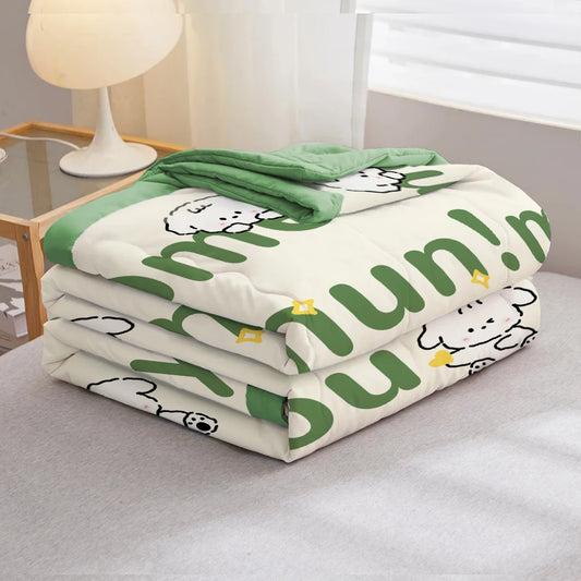 Tian Summer Quilt Thin Wadding Blanket Cute Printing Four Seasons Quilt Bedding Duvet Blanket Double Bed Comforter