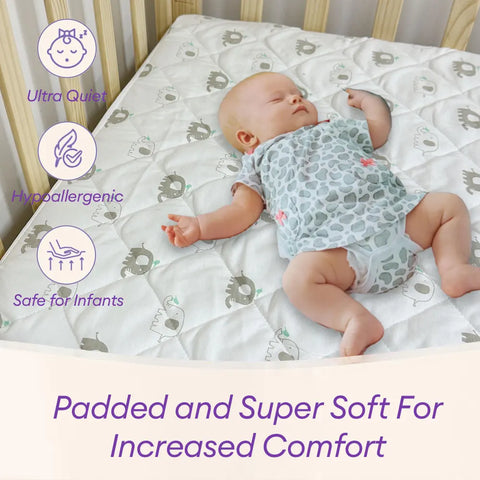 Crib Mattress Protector Sheets Fitted Waterproof Mattress Pad Cover Noiseless & Washable Quilted Toddler Mattress Protector
