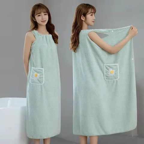 Bath Towel Household Women Wearable Wrap Adults Absorb Water Polyester Dry Hair Skirt Long Style Bathroom Washable Bathrobe