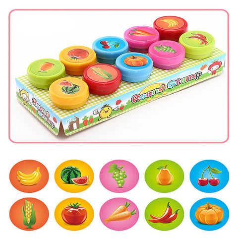 10pcs Assorted Stamps for Kids Self-ink Stamps Children Toy Stamps Smiley Face Seal Scrapbooking DIY Painting Photo Album Decor