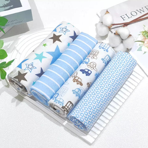 4Pcs/Pack New Color Cotton Flannel Diapers Baby Swaddles Wrap Receiving Bedsheet Print Blankets For Baby Girls Boys 76*76CM