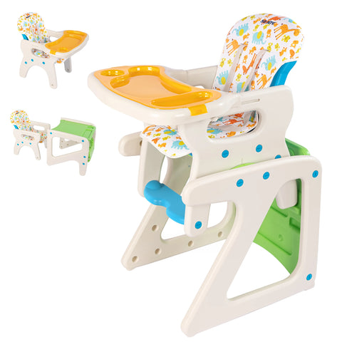 SEJOY 2-in-1 Baby High Chair Foldable with Table Footrest, Detachable Double Tray, Easy to Clean Feeding Detachable Highchair