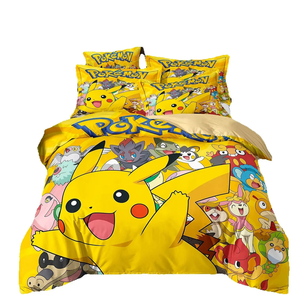 3D Printed Pikachu Bedding Set,Pokemon Duvet Cover,Anime Quilt Duvet Pillowcase for Children Girls Boys Teenagers Adults