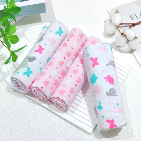 4Pcs/Pack New Color Cotton Flannel Diapers Baby Swaddles Wrap Receiving Bedsheet Print Blankets For Baby Girls Boys 76*76CM