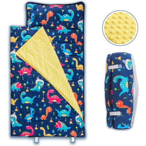 Nap Mats for Preschool Slumber Bags for Boys Girls Toddler Bedding Sleeping with Removable Pillow and Fleece Blanket Cartoon