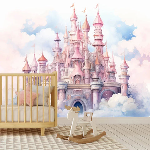 Custom Wall Papers Home Decor Peel and Stick Wallpaper Wallpapers for Child Bedroom Decoration Kids Nursery Castle Floral Murals