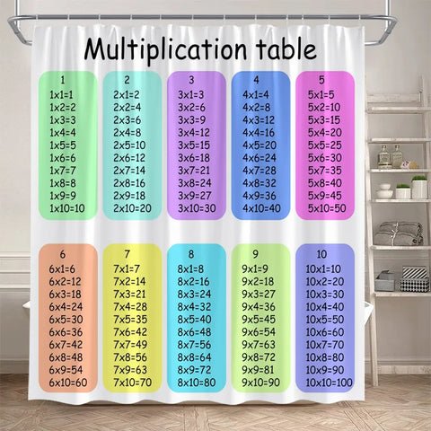 Periodic Table Shower Curtain Modern Fun Chemistry Elements For Students Home Decor Polyester Fabric Bathroom Curtain With Hooks