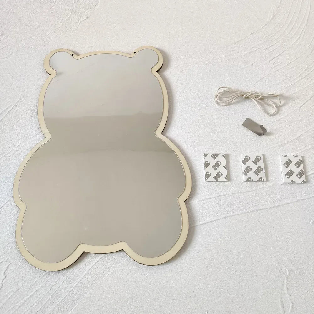 Rabbit Bear Shaped Mirror Acrylic Ornaments Cartoon Crafts Photo Props Baby Children Room Nordic Home Decor