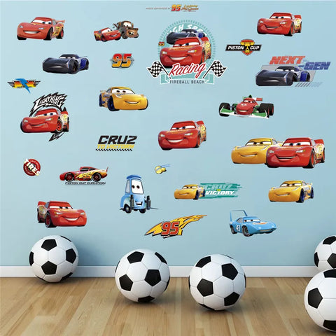 3D Cartoon Cars 2 Wall Stickers For Kid's Room Kindergarten Bedroom Living Room Wall Decoration  Lightning McQueen Stickers