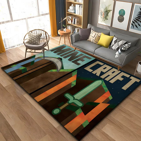 MINISO Game Minecraft Living Room Carpet Cartoon Game Bedroom Bedside Non Slip Floor Mat Home Balcony Mats Kid's Play Rug