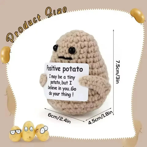 Positive Energy Potato Hug Pocket Mini Handmade Plush Wool Knitting Doll with Card Funny Birthday Gift Home Room Decoration