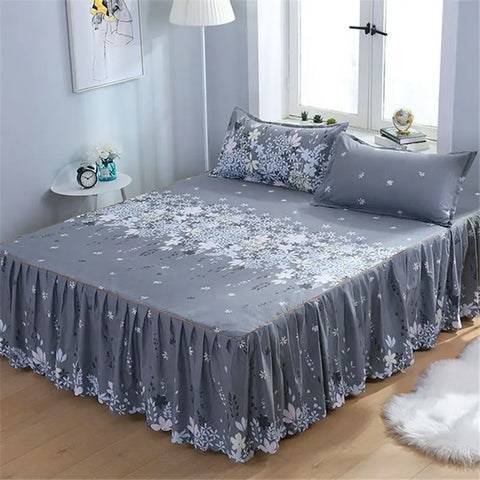 3pcs Bedding Bed Skirt With 2pcs Pillowcases Wedding Bedspread Bed Sheet Mattress Cover Full Twin Queen King Size Bedsheets