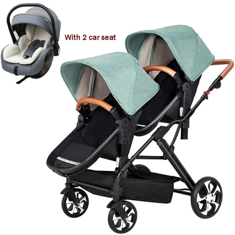 2025 NEW Twin stroller New 2 in 1 baby trolley baby carriage with car seat Baby stroller for two children Foldable Lightweight