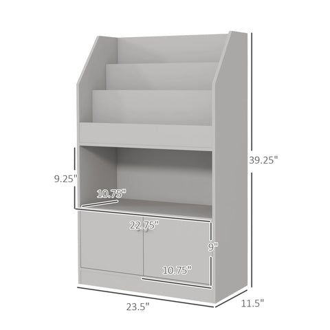 Toy Storage Cabinet, Kids Bookcase Childrens Bookshelf, Gray