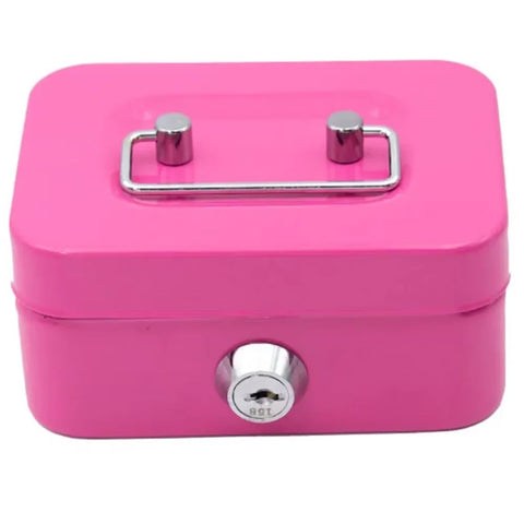 Lockable Money Safe Box with Key Metal Cash Box Portable Piggy Bank Sturdy Security Box Mini Coin Collection for Kids