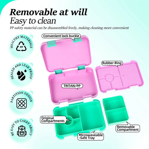 1100ml Cartoon Printed Lunch Box Microwavable Bento Box Interlayer Leakproof Storage Box Hermetic Containers Students School