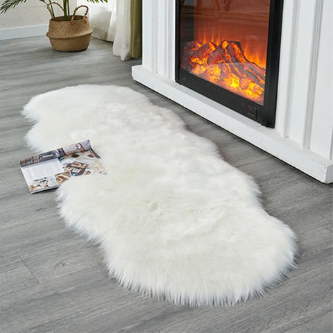 FORSWAN Soft White Faux Fur Area Rugs Kids Living Room Bedroom Shaggy Floor Chair Mat Home Decor Sheepskin Plush Bedside Carpet