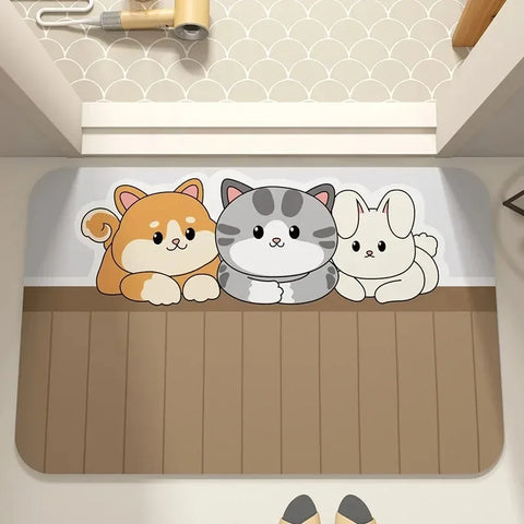 Cute cartoon dog pattern bathroom absorbent carpet kitchen home decoration bedroom living room entrance door floor mat