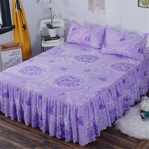 3pcs Bedding Bed Skirt With 2pcs Pillowcases Wedding Bedspread Bed Sheet Mattress Cover Full Twin Queen King Size Bedsheets
