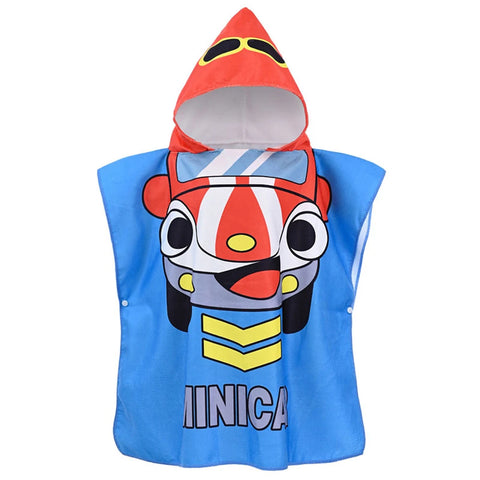 80-120cm Kids Hooded Bath Beach Poncho Towels Baby Quick Dry Bathrobe Child Cartoon Cloak Poncho Towels Microfiber Swim Cover-up