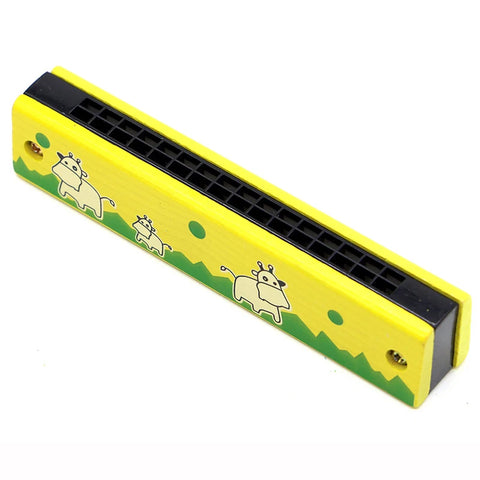 16-Hole Wooden Harmonica Cartoon Animals Painted Toy Musical Instrument Play Kids Early Educational Toys for Children Gifts