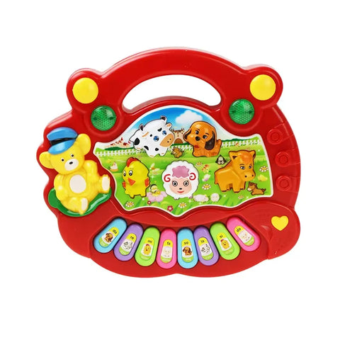 Kids Cartoon Piano Keyboard Game with Animal Sounds Flashing Light Music Baby Instrument Music Toys Educational Toys Kids Gifts