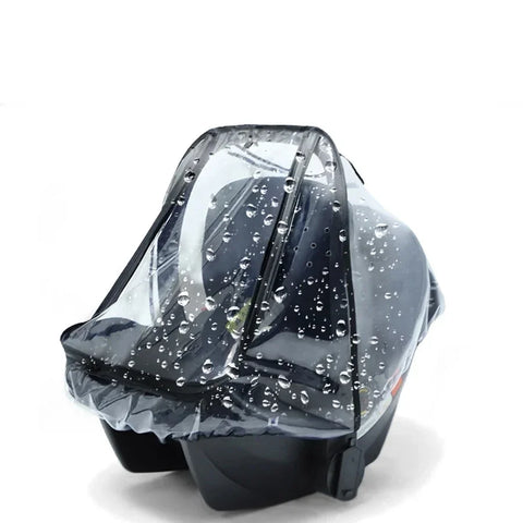 Baby Safety Seat Rain Cover Transparent EVA Baby Stroller Carriage Rain Cover Dust Cover Double Zipper Baby Stroller Accessories