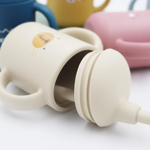 New cartoon 120ML Baby Silicone Sippy Cup BPA-Free Portable Storage Snack Container Feeding Cup  Leakproof trainer cup