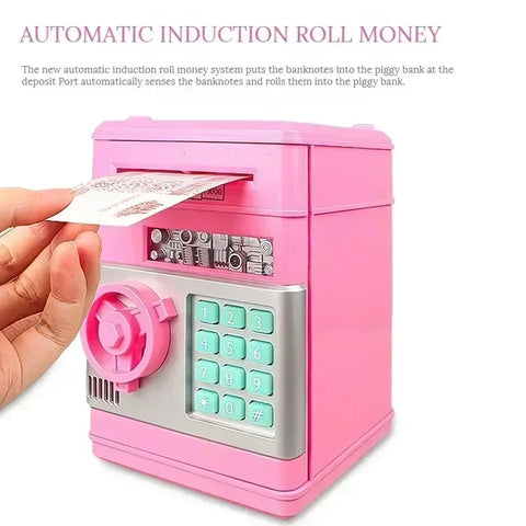 Electronic Piggy Bank Automatic Mini Safe Coins Cash Saving Money Box Password Counter Code Key Lock Coin Bank ATM Child Gift