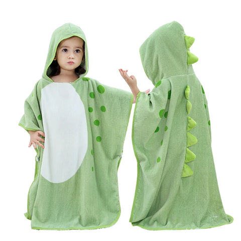 MICHLEY Cartoon Dinosaur Baby Bath Towel Cotton Hooded Beach Towel Shower Infant Soft Bathrobe Shower Unisex For Kids Girls Boys