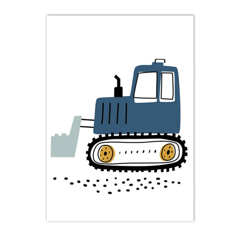Cartoon Crane Excavator Tractor Truck Wall Art Canvas Painting Nursery Print Child Poster Nordic Wall Pictures Boys Room Decor