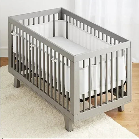 Baby Breathable mesh bed liner fits 4 panel crib sandwich breathable bed around baby fence