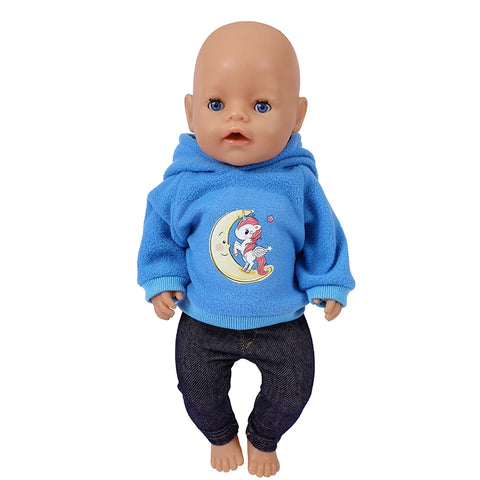 43 cm Doll Outfits for 17Inch Dolls Baby Born Doll Cute Jumpers Rompers Suit+Shoes Warm Clothes on A Doll Baby Christmas Gift