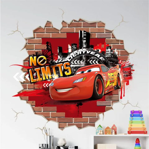 3D Cartoon Cars 2 Wall Stickers For Kid's Room Kindergarten Bedroom Living Room Wall Decoration  Lightning McQueen Stickers