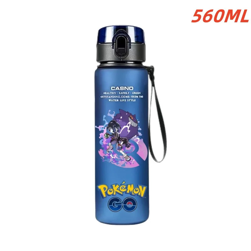 560ML Pokemon Water Cup Anime Portable Children's Cute Pikachu Gengar Plastic Outdoor Sports Large Capacity Water Bottle Gifts