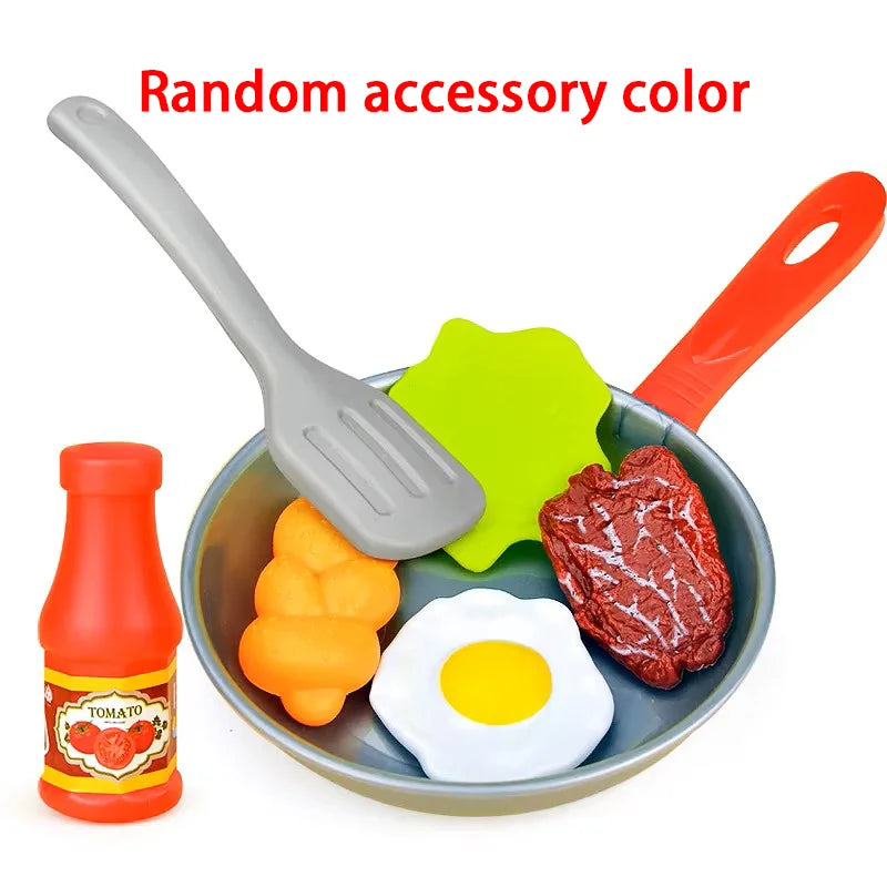 8PCS Children Kitchen Food Toys Simulation Cookware Game Set Pretend Play Pot Steak Vegetable Bread Hot Dog Omelette Kids Gift